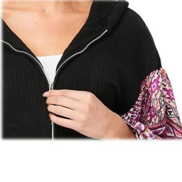 BAEA Women's BOHO Knit Hoodie Jacket Thermal Zip Front Small $79 - Picture 3 of 5